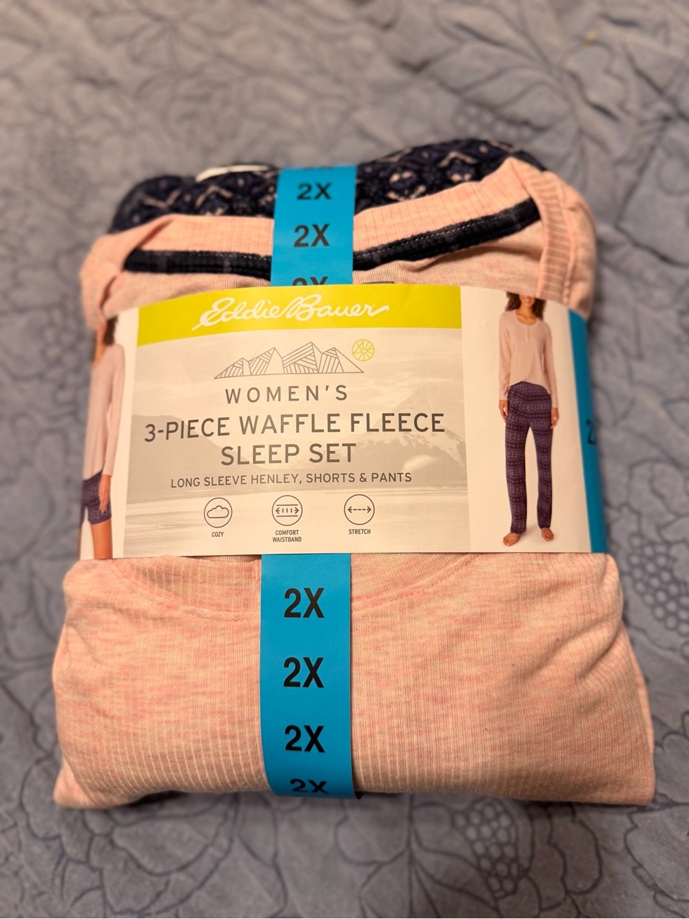 Eddie Bauer Women's 3-Piece Waffle Fleece Sleep Set - Pink Plus Size 2X